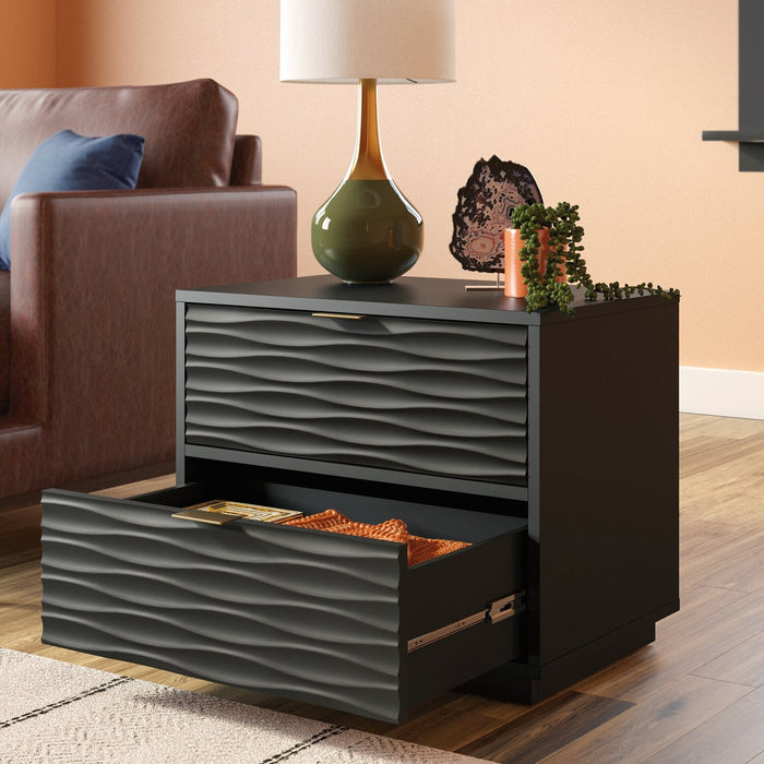 Reese 24” Modern 2-Drawer Cabinet - Black 