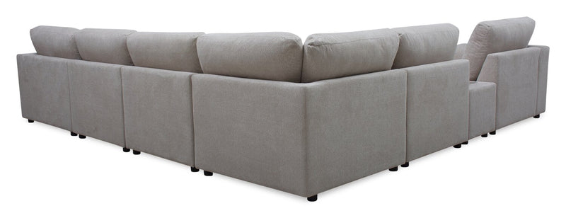 Voyage Modular 7-Piece Right-Facing Fabric Sectional with Console and Removable Back Cushions – Beige