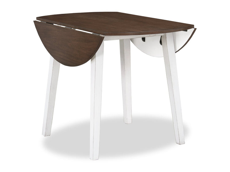 Bryn Drop-Leaf Dining Table, 42\" Round - Two-Tone White & Brown