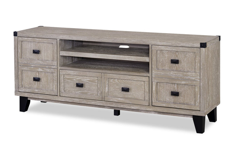 Eamon 64” Solid Wood TV Stand with Storage - Grey