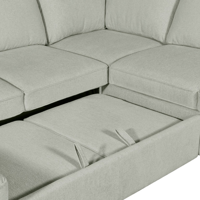 Haven 4-Piece Chenille Right-Facing Sleeper Sectional - Seafoam 