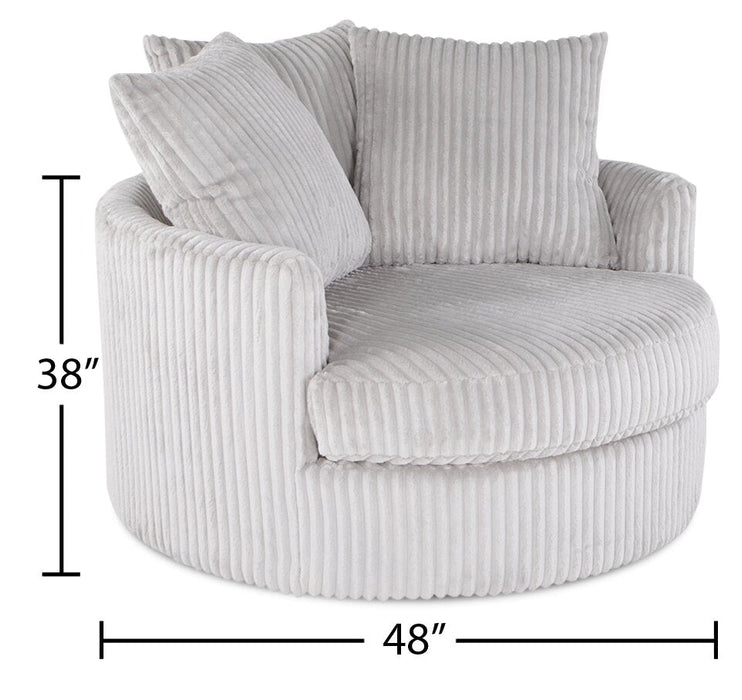 Made in Canada Grande 48\" Chenille Fabric Cuddler Accent Chair - Groove Mist Grey 