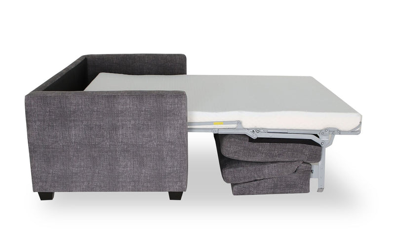 Dynasty Everlee 76.5\" Grey Microsuede Queen-Size Sofa Bed with Memory Foam and Two Accent Pillows