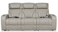 Elite Genuine Leather Power Reclining Sofa with Massage Function and Power Headrests - Grey 