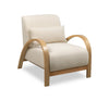 Loft 27.55\" White Boucle Fabric Accent Chair with Accent Pillow and Wood Armrests and Legs