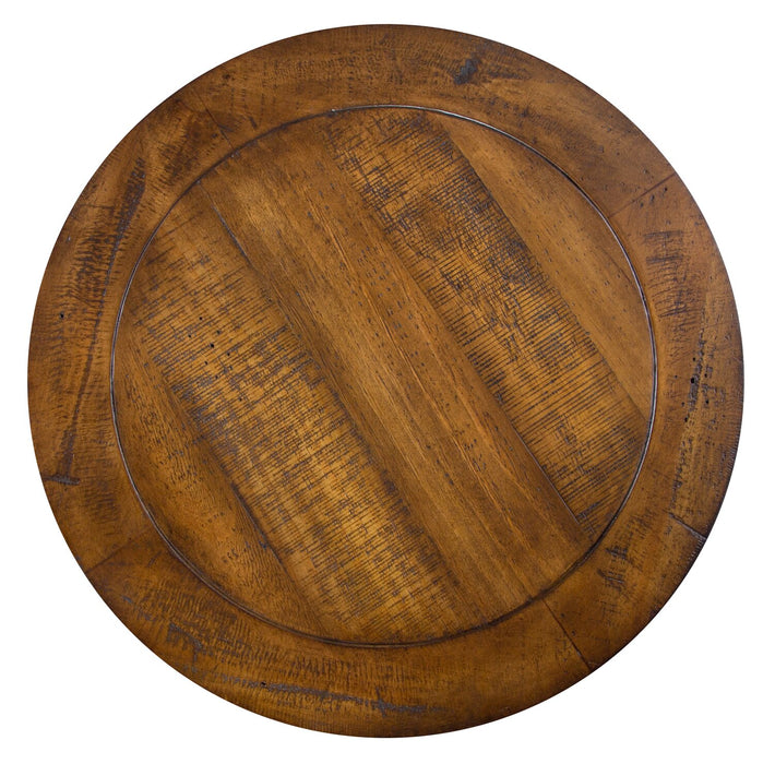 Hanson 18” Round Traditional Pine End Table - Toasted Nutmeg