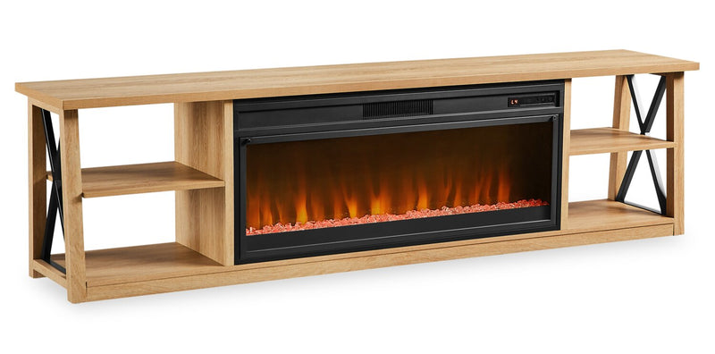 Wendel 80\" Electric Fireplace Tv Stand with Storage for TVs up to 75\" – Natural Oak 