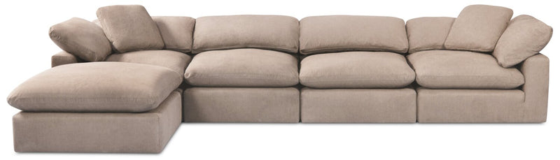 Eclipse 5-Piece Linen-Look Fabric Modular Sectional with Ottoman - Slate