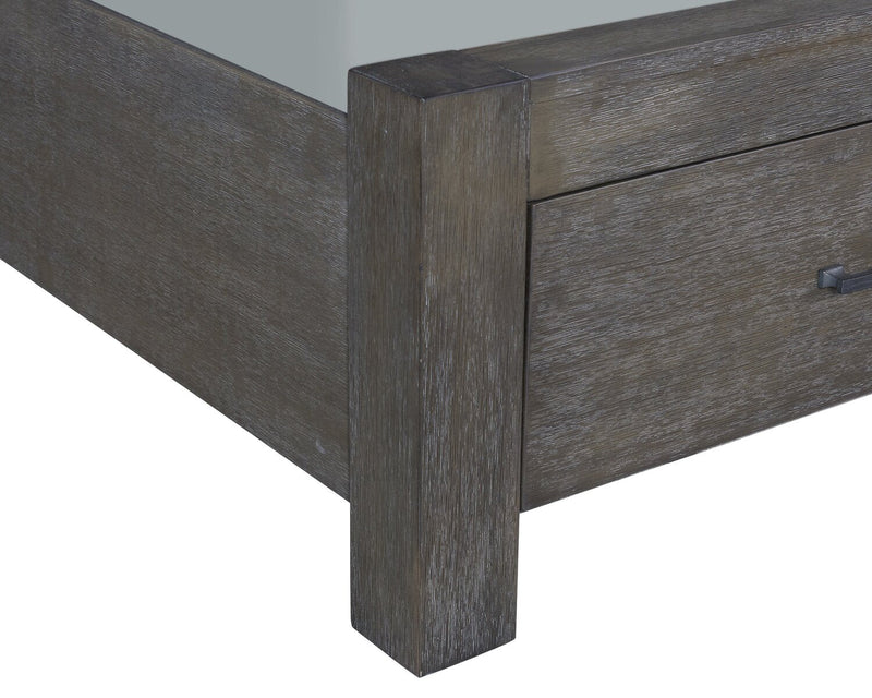 Koda Platform Storage Bed with Headboard & Frame, Wooden, Grey - Queen Size 