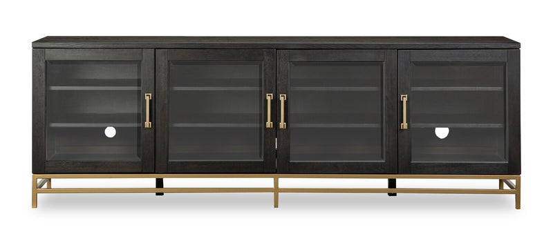 Cresset 84” Modern Solid Wood TV Stand with Storage and Cable Management for TVs up to 90\" - Coffee