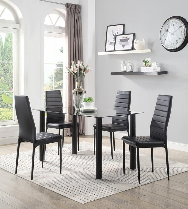 Onyx Dining Table with Glass Top, 55\"W - Black 