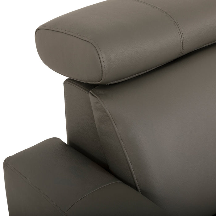 Valentino 3-Piece Right-Facing Grey Genuine Leather Power Reclining Sectional with Adjustable Headrests 