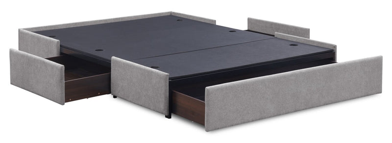 Amos Grey Upholstered Storage Bed with Tufted Headboard - Queen