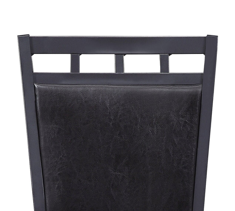 Marc 5pc Dining Set with Table & 4 Chairs, Marble-Look Top, Metal, 48\"W - Black 