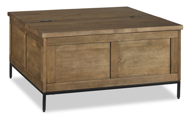 York 36” Rustic Solid Wood Lift Top Coffee Table with Storage - Brown