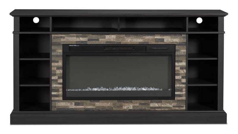 Lappland 70\" Electric Fireplace TV Stand with Storage and Cable Management for TVs up to 80\"- Black