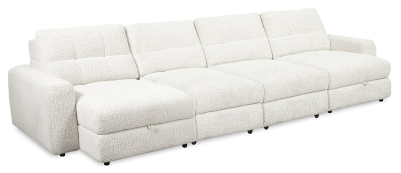 Scott Living Elevate Modular 4-Piece Beige Chenille Fabric Sectional with Power Sliding Chairs