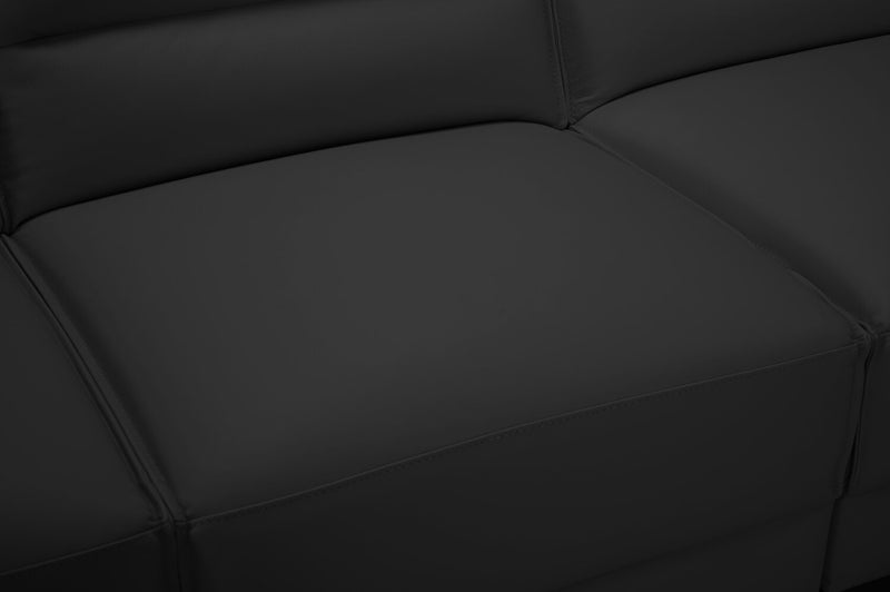 Citadel 3-Piece Right-Facing Top-Grain Genuine Leather Sectional with Rubberwood Legs - Black
