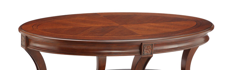 Kerwin 50\" Traditional Oval Coffee Table with Shelf and Casters - Cherry