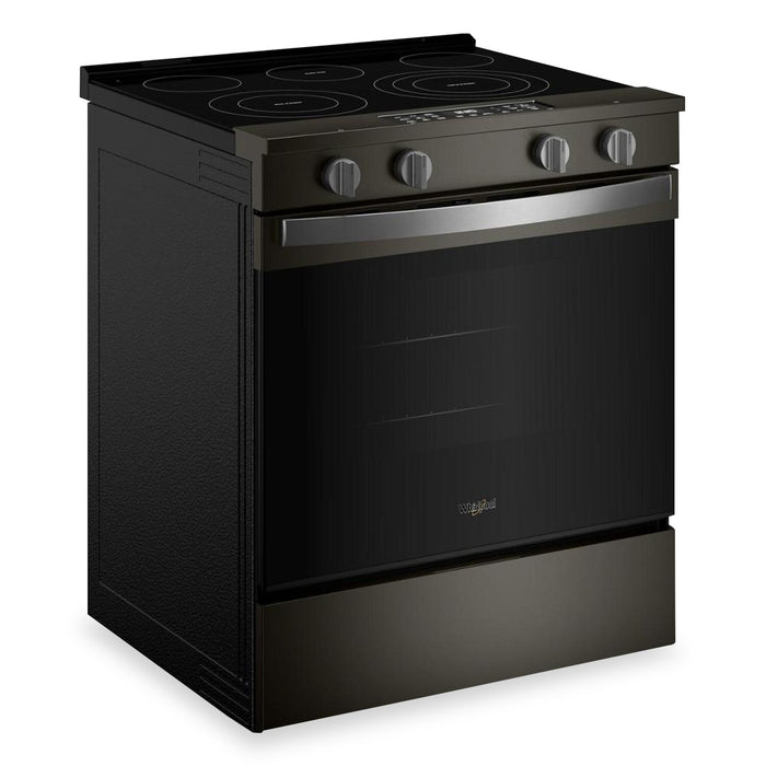 Whirlpool 30\" 5.3” Cu. Ft. Electric Range with Air Cooking – Black on Stainless - YWSES5030SV