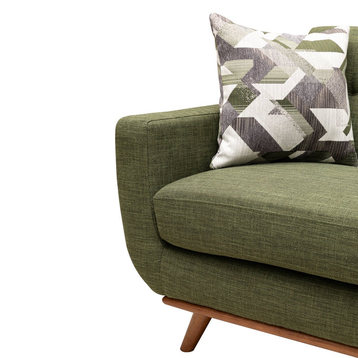 Kort & Co. Freeman 80” Avocado Green Linen-Look Fabric Condo Size Sofa with Wood Base and Legs