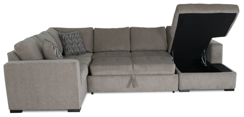 Legend 4-Piece Right-Facing Chenille Sleeper Sectional - Platinum 