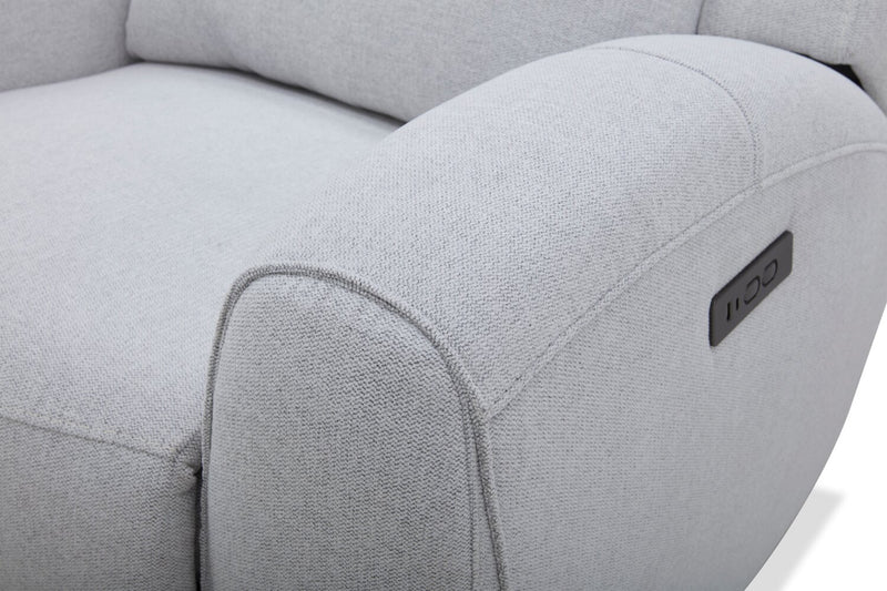 Reign 41.25\" Bronco Stone Grey Fabric Power Reclining Chair with USB Port