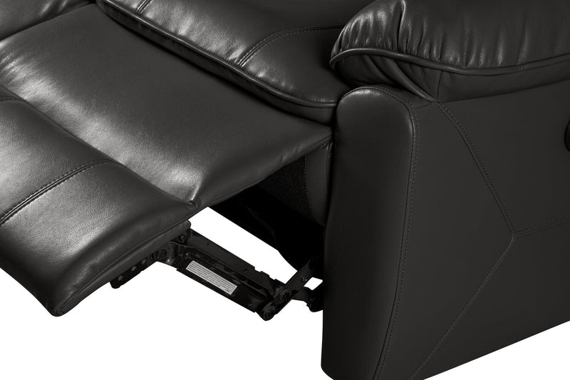 Chandler 60\" Leather-Look Fabric Power Reclining Loveseat - Grey 