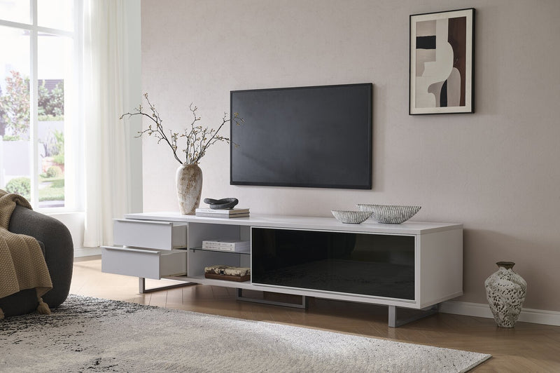 Amelia 89\" x 22\" Modern TV Stand with Storage and Cable Management for TVs up to 100\" - White