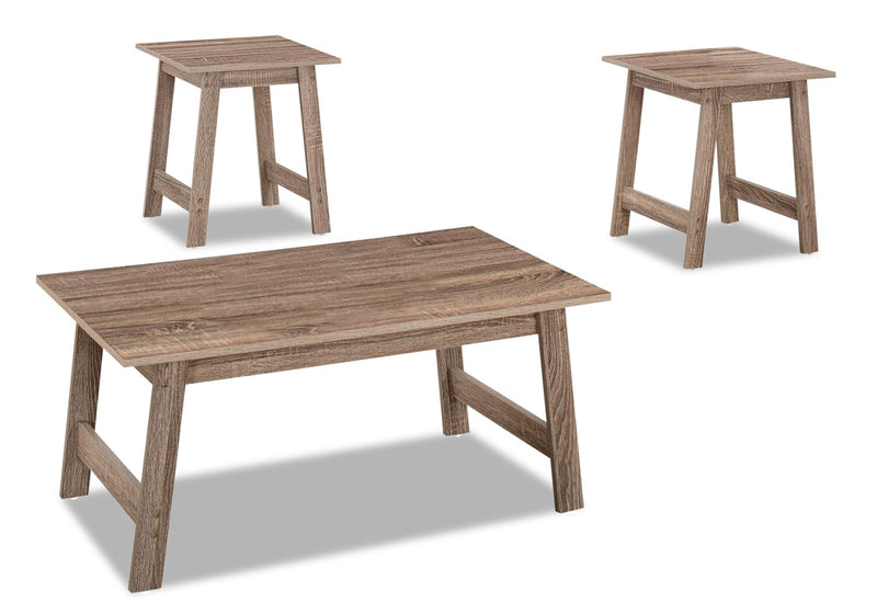 Jacey 36\" Modern 3-Pack Coffee + 2 End Tables - Dark Taupe 