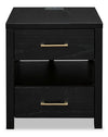 Julian 22” Contemporary End Table with Storage and USB Ports - Black