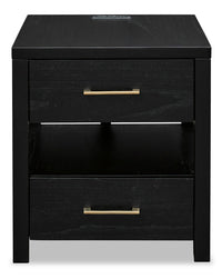 Julian 22” Contemporary End Table with Storage and USB Ports - Black