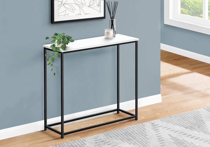 Alma 31.5\" Modern Sofa Table - White with Black Metal Frame