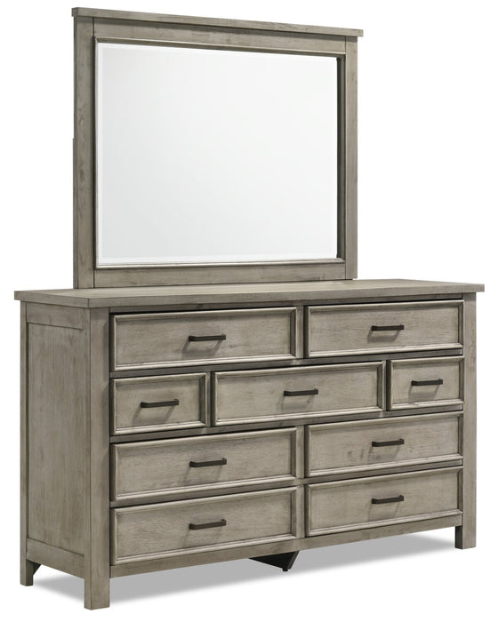 Levi Bedroom 9-Drawer Dresser, 67\"W x 38\"H, Wood - Drift Grey 