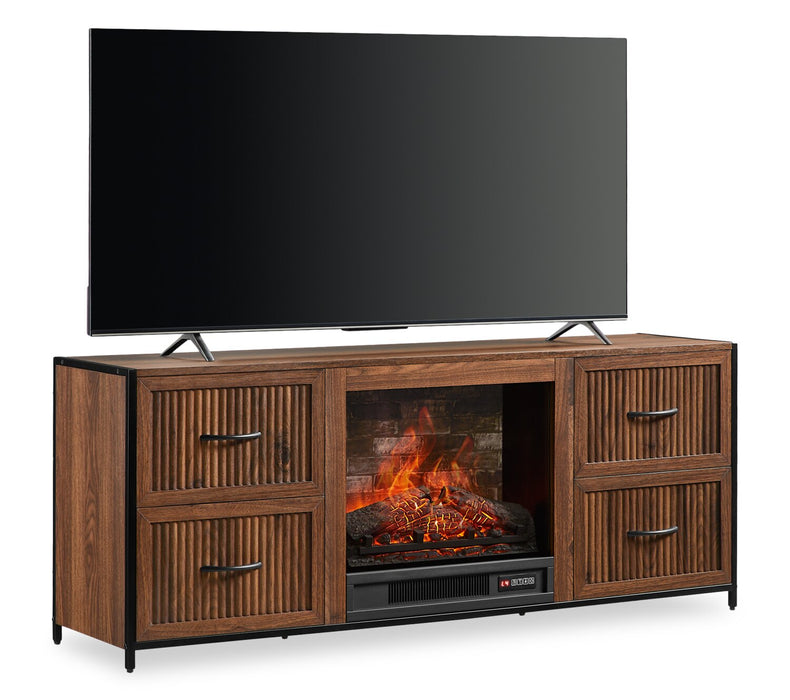 Harvin 54\" Electric Fireplace TV Stand with Storage for TVs up to 50\" – Brown Oak 