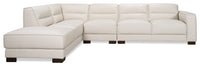 Citadel 3-Piece Left-Facing Top-Grain Genuine Leather Sectional with Rubberwood Legs - Frost White 
