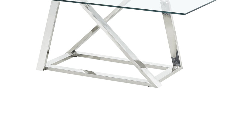 Briar 47\" Modern Glass Top Coffee Table - Silver
