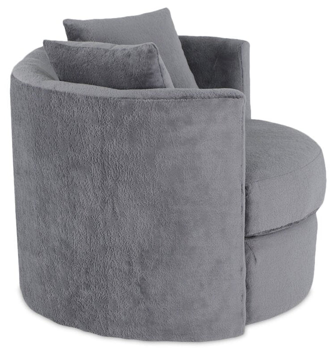 Made in Canada Petite 36\" Chenille Fabric Swivel Cuddler Accent Chair - Plush Thunder Grey 