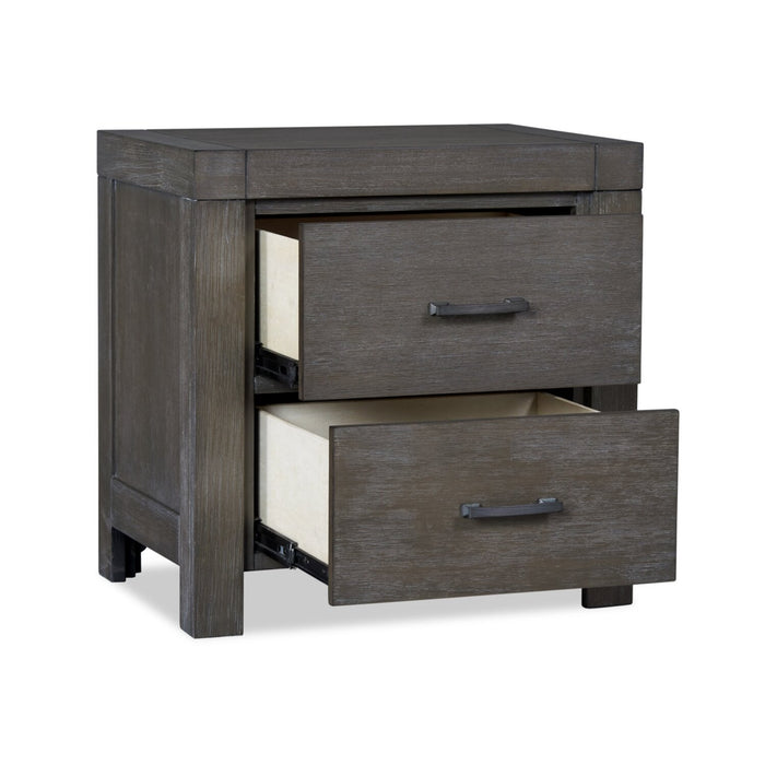 Koda Bedside 2-Drawer Nightstand, 23.7\"W x 23.7\"H, Acacia Wood - Grey 
