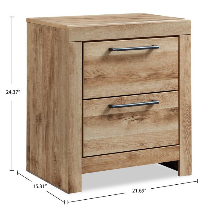 Derekson Bedside 2-Drawer Nightstand with USB Ports, 21.7\"W x 24.4\"H - Natural 