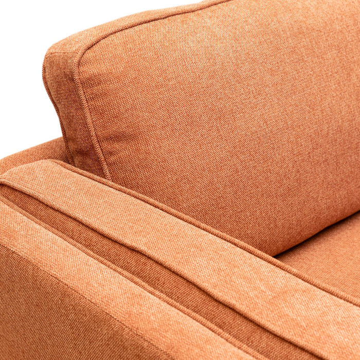 Kort & Co. Kassia 80\" Orange Linen-Look Fabric Condo-Size Sofa with Wood Base and Legs