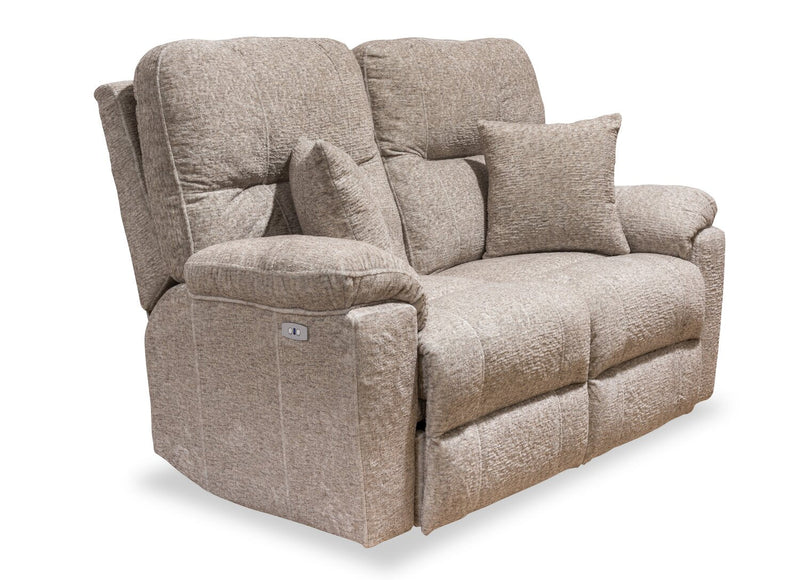 Made in Canada Dawson 64\" Fabric Power Reclining Loveseat with USB Port and Accent Pillows - Beige 