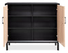 Alenna 36\" 2-Door Accent Cabinet - Black with Weathered White Doors