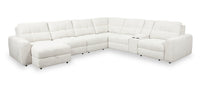 Scott Living Elevate Modular 7-Piece Left-Facing Chenille Fabric Power Sliding Sectional with Storage - Beige 