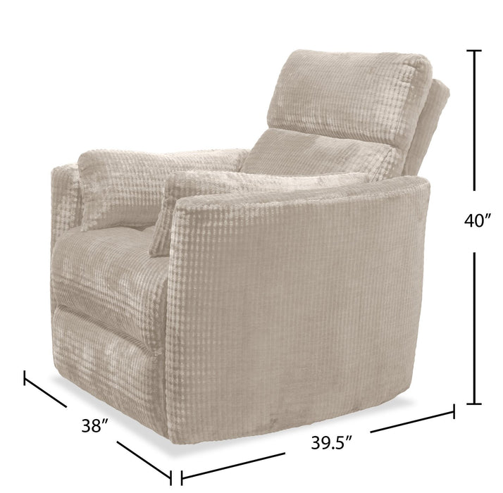 Remi 38\" Fabric Swivel Glider Power Reclining Chair with USB ports – White 