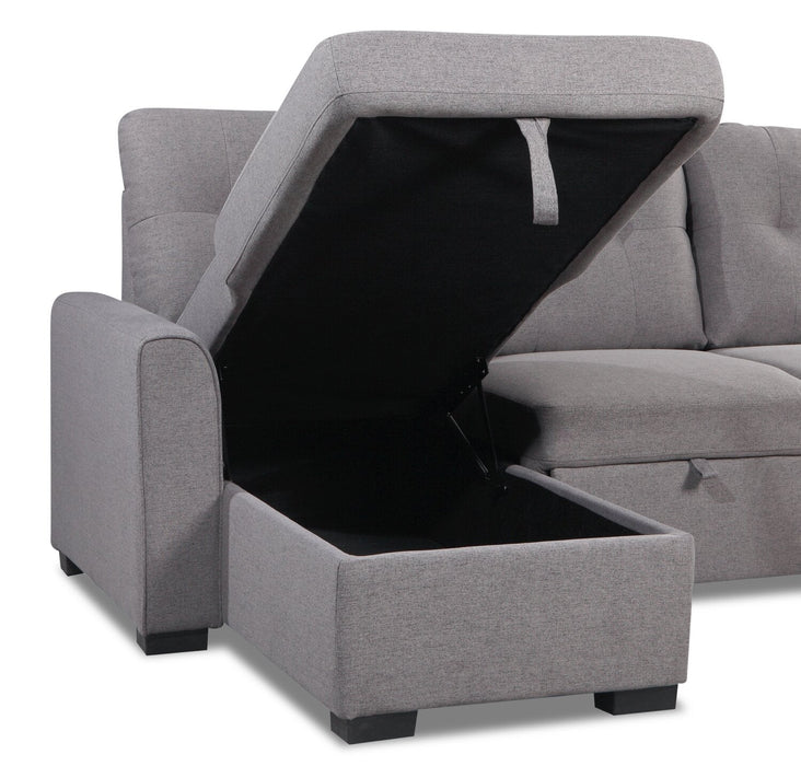 Carter 2-Piece Left-Facing Linen-Look Fabric Sleeper Sectional with Storage Chaise - Solis Grey 