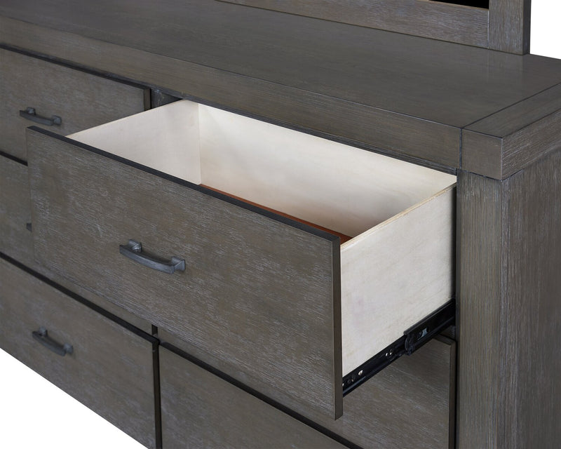 Koda Bedroom 6-Drawer Dresser, 60\"W x 36\"H, Acacia Wood - Grey 