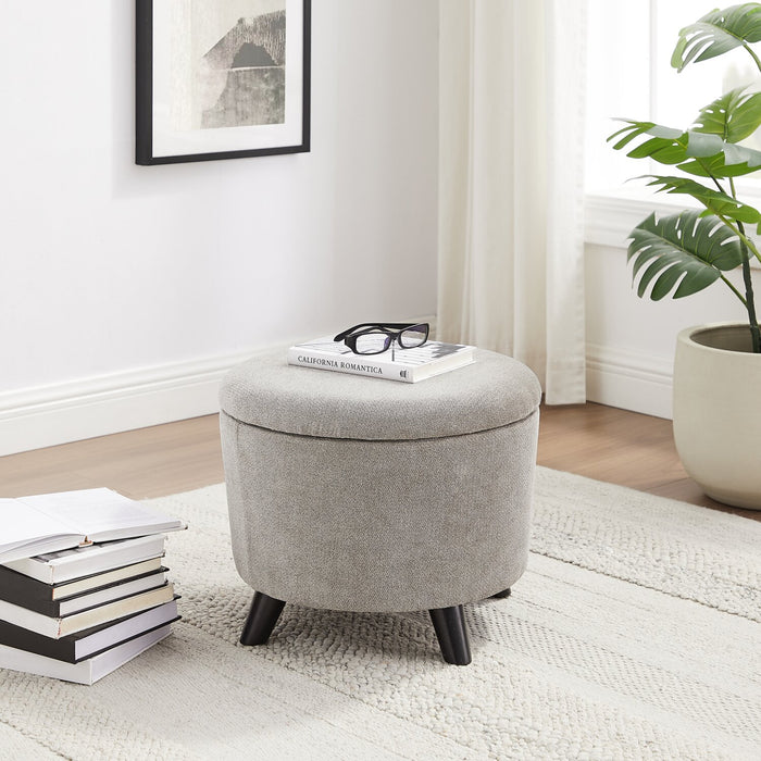Winnipeg Round Fabric Storage Ottoman - Grey