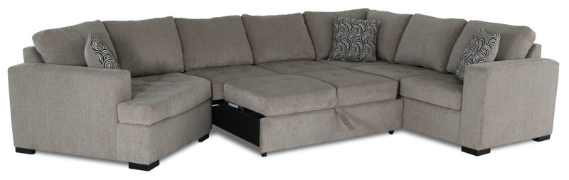 Legend 4-Piece Left-Facing Cuddler Sleeper Sectional - Platinum 