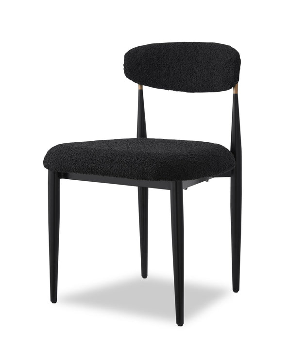 Capri Boucle Fabric Side Dining Chair – Black